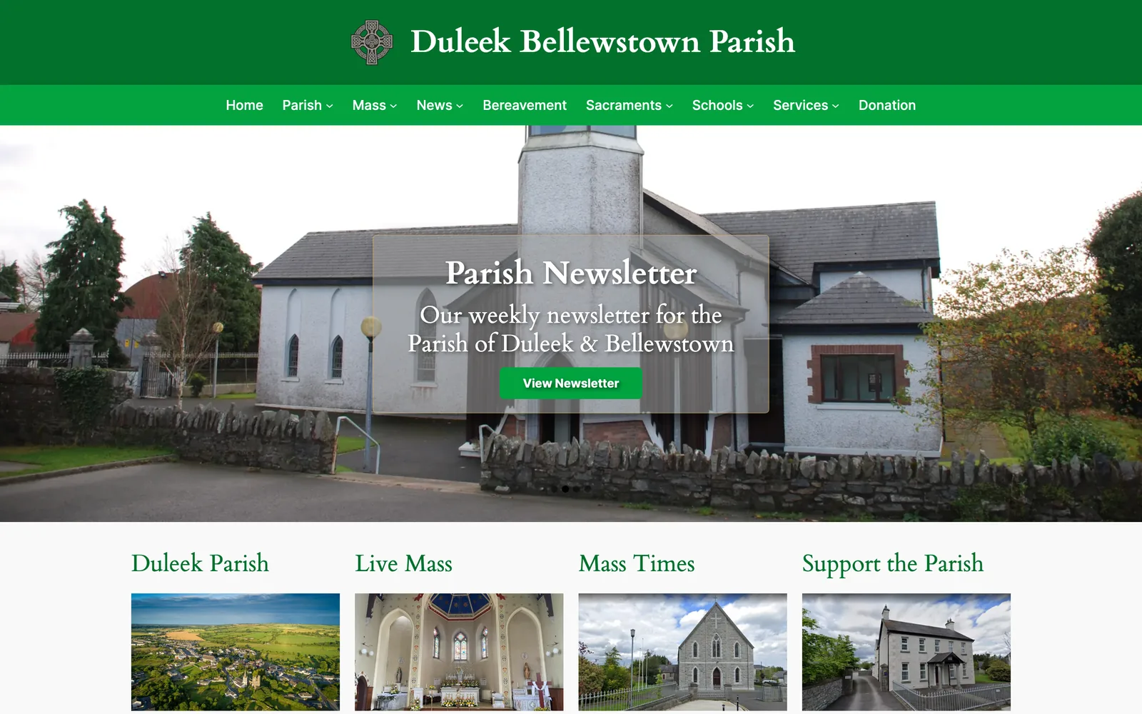Homepage of Duleek & Bellewstown Parish, a live parish website built and managed by Churchify